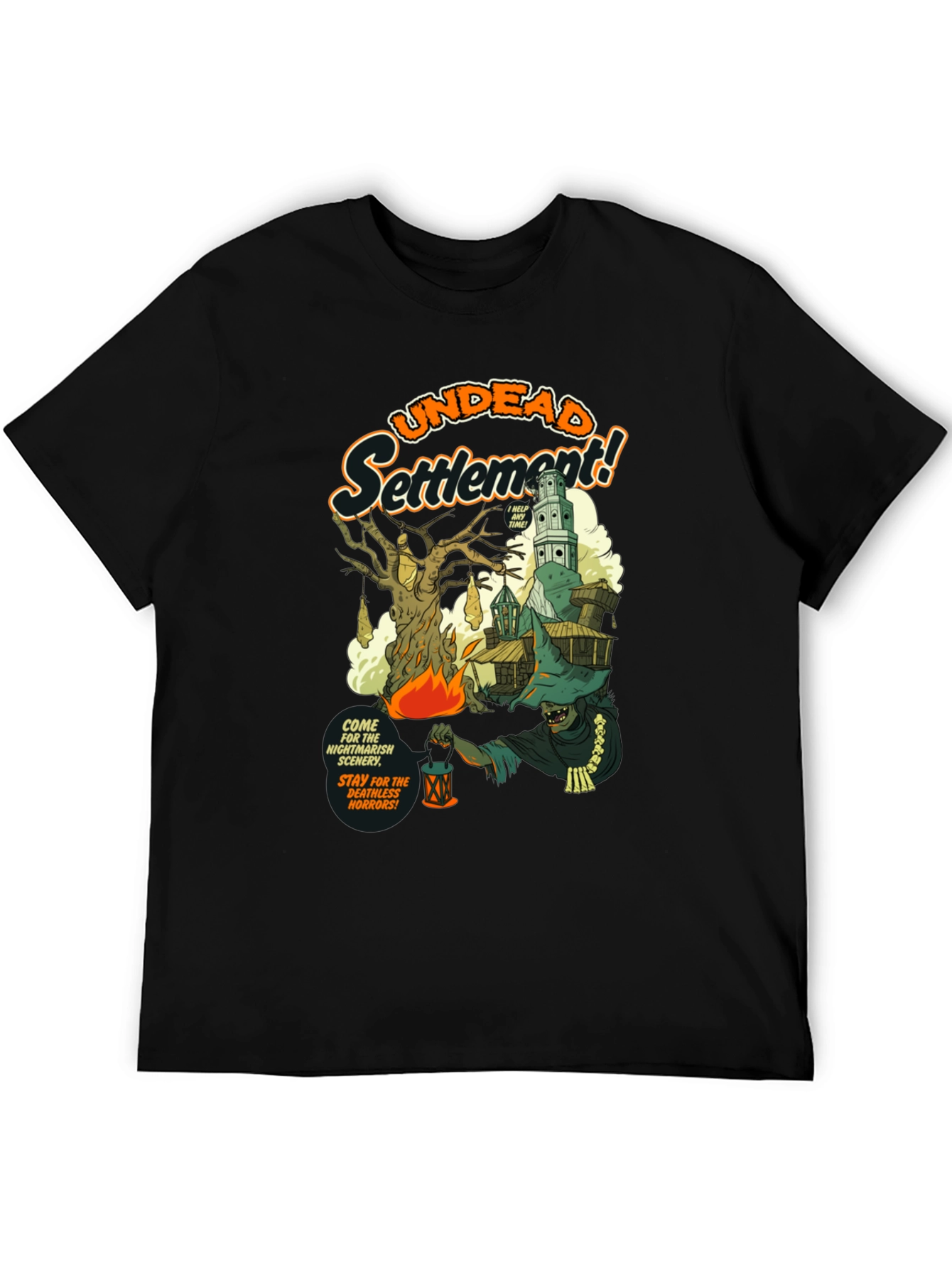 Undead Settlement Graphic Tee - Horror Comic Style