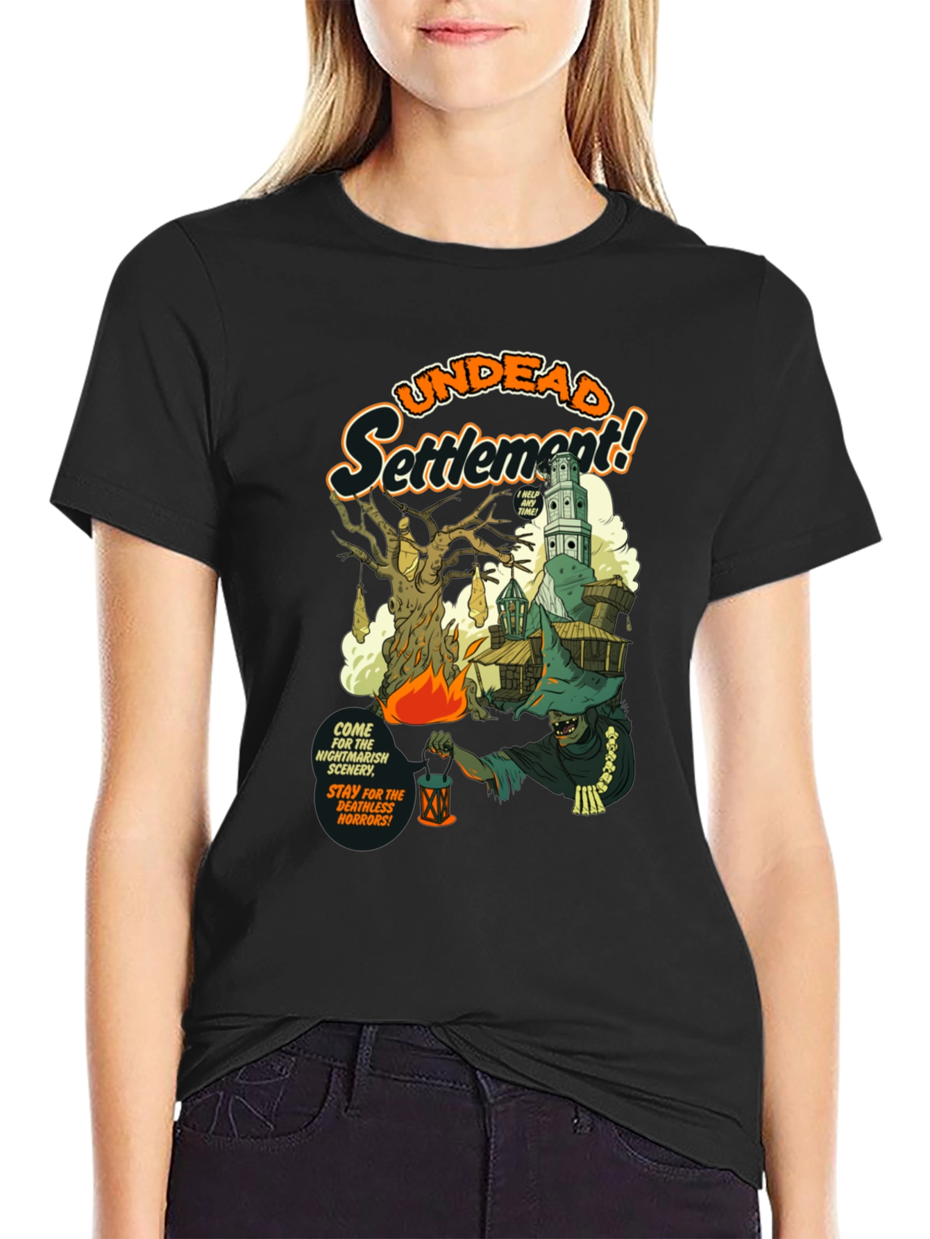 Undead Settlement Graphic Tee - Horror Comic Style