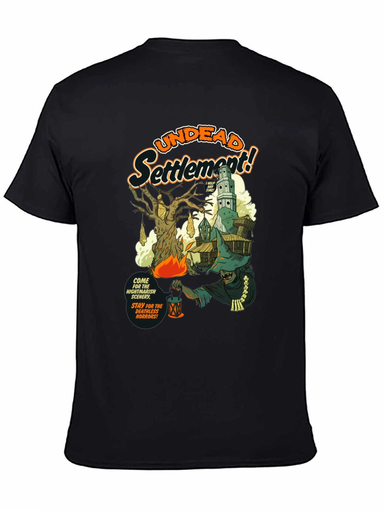 Undead Settlement Graphic Tee - Horror Comic Style