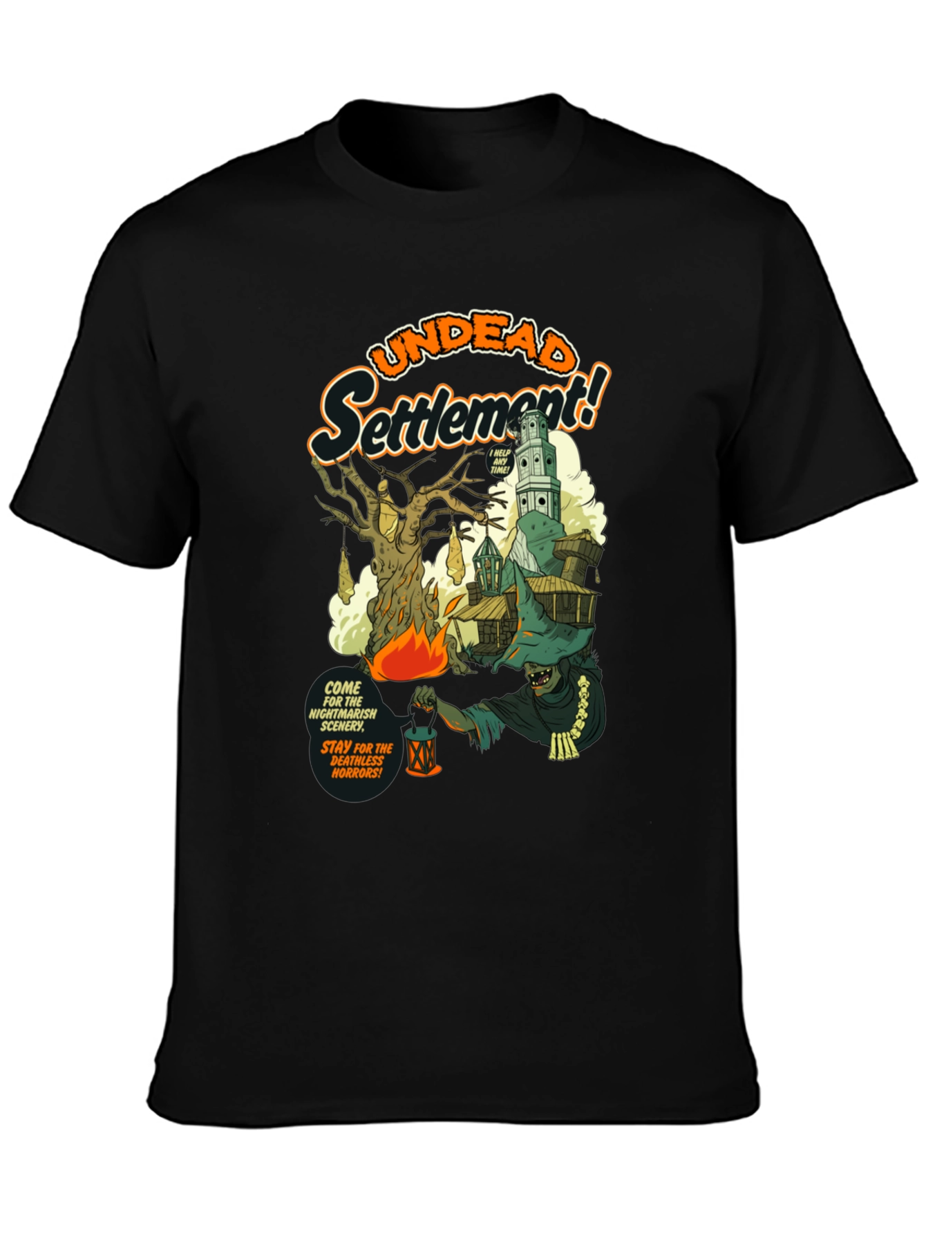 Undead Settlement Graphic Tee - Horror Comic Style