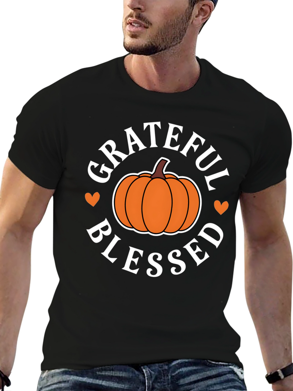 Grateful Blessed Pumpkin T-Shirt - Fall Festive Tee