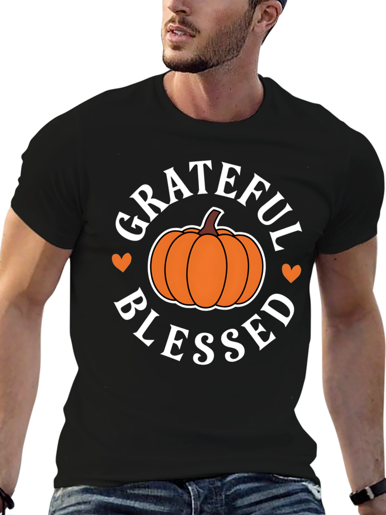 Grateful Blessed Pumpkin T-Shirt - Fall Festive Tee