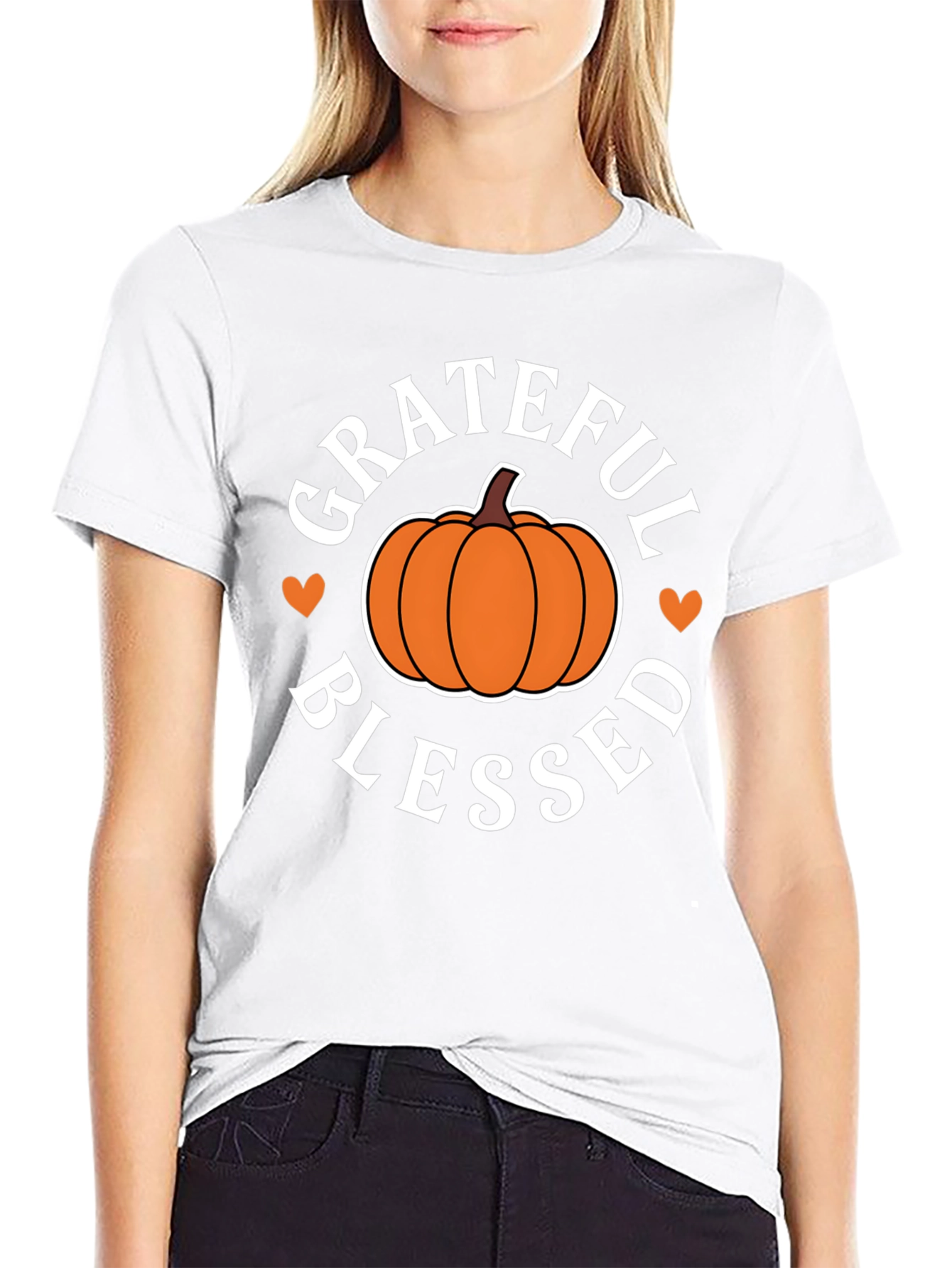 Grateful Blessed Pumpkin T-Shirt - Fall Festive Tee