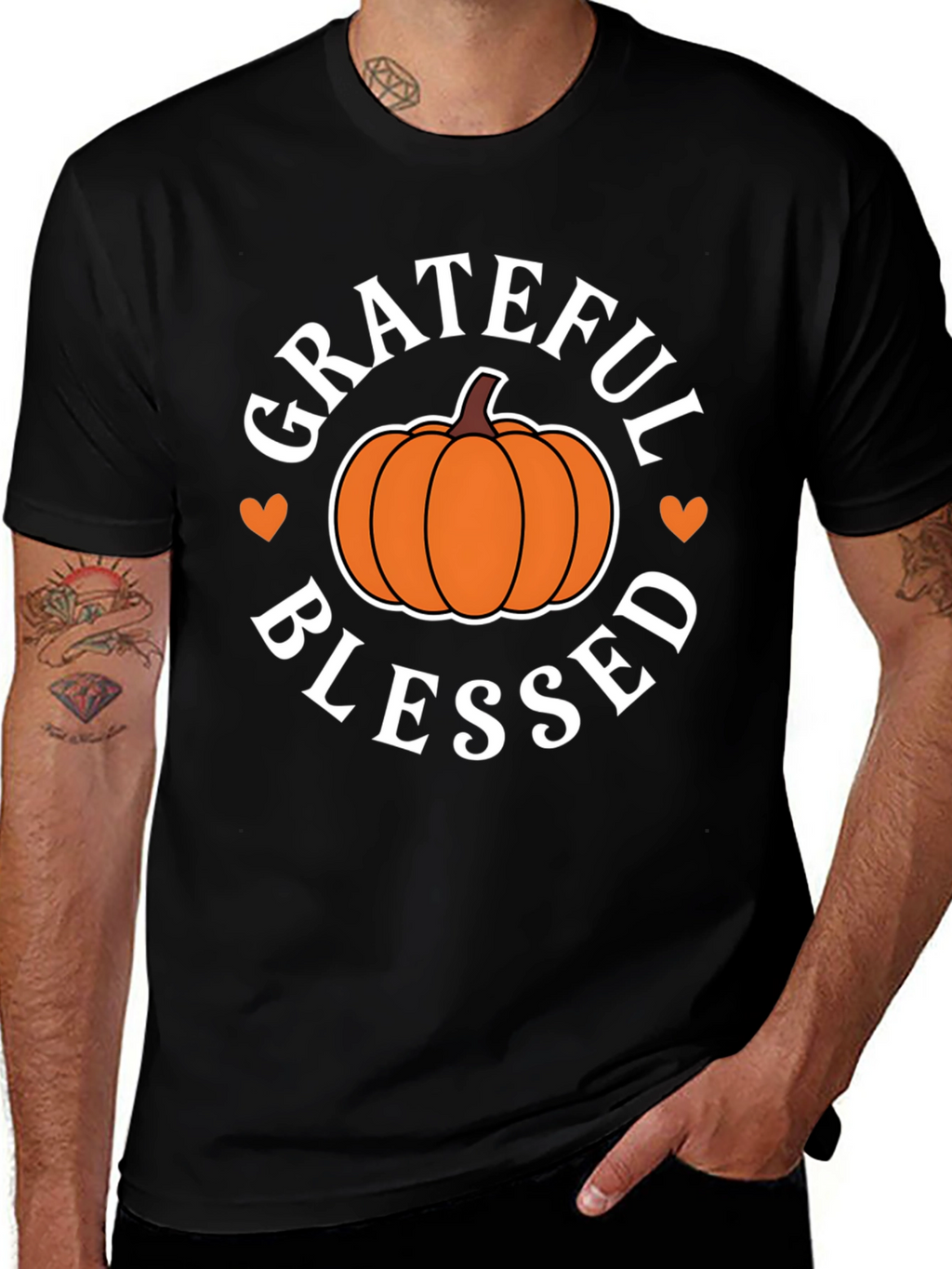 Grateful Blessed Pumpkin T-Shirt - Fall Festive Tee