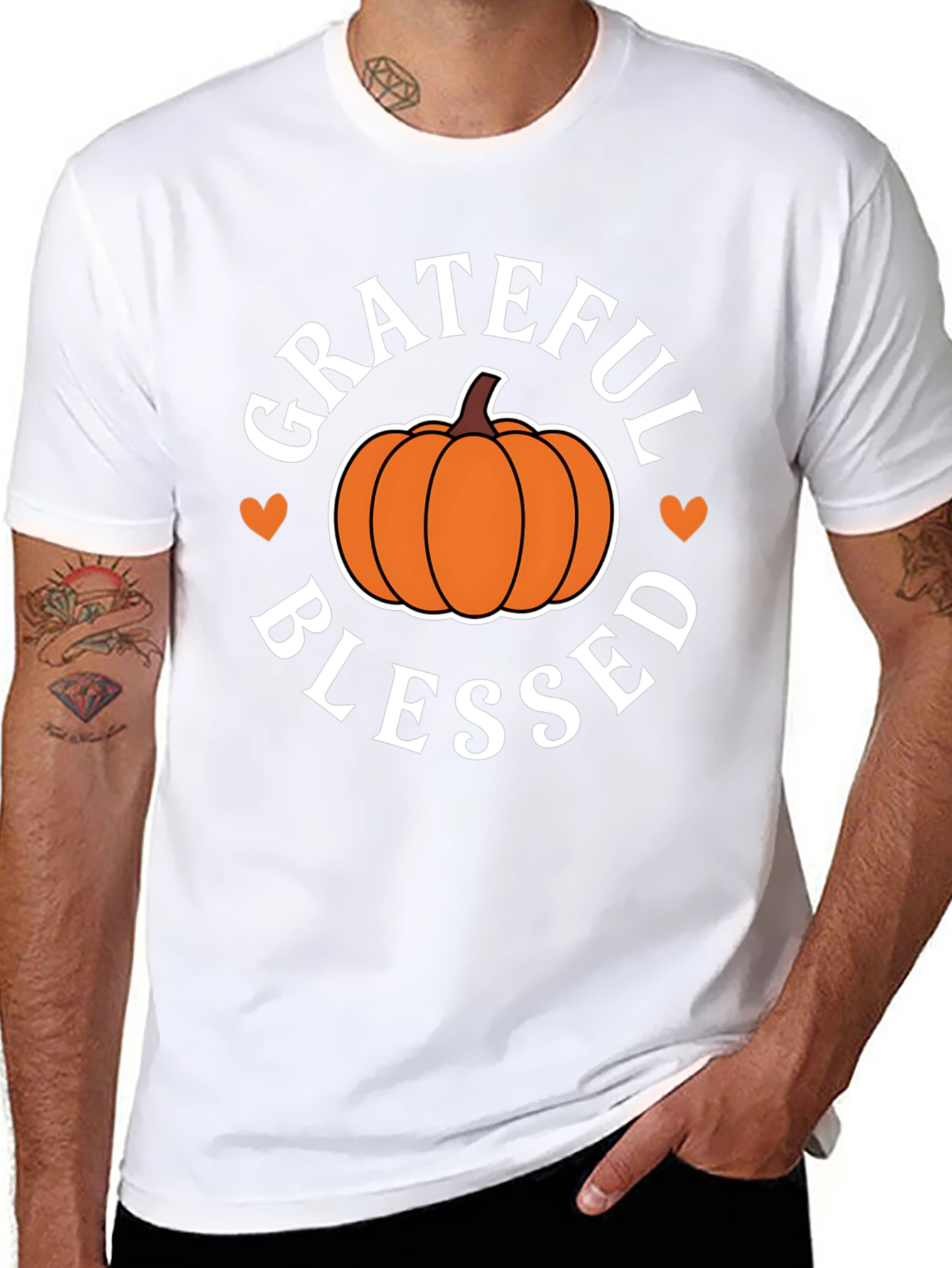 Grateful Blessed Pumpkin T-Shirt - Fall Festive Tee