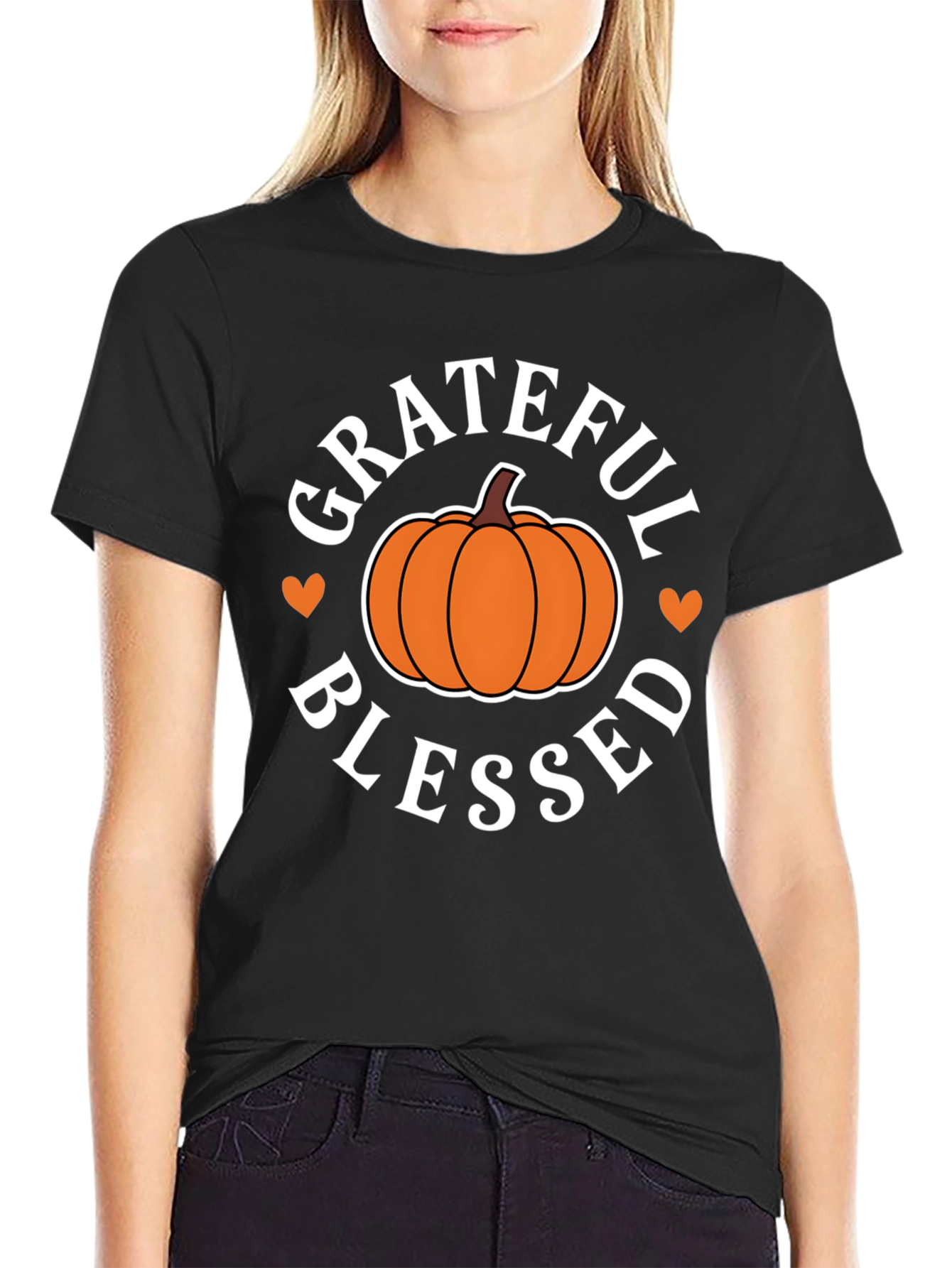 Grateful Blessed Pumpkin T-Shirt - Fall Festive Tee