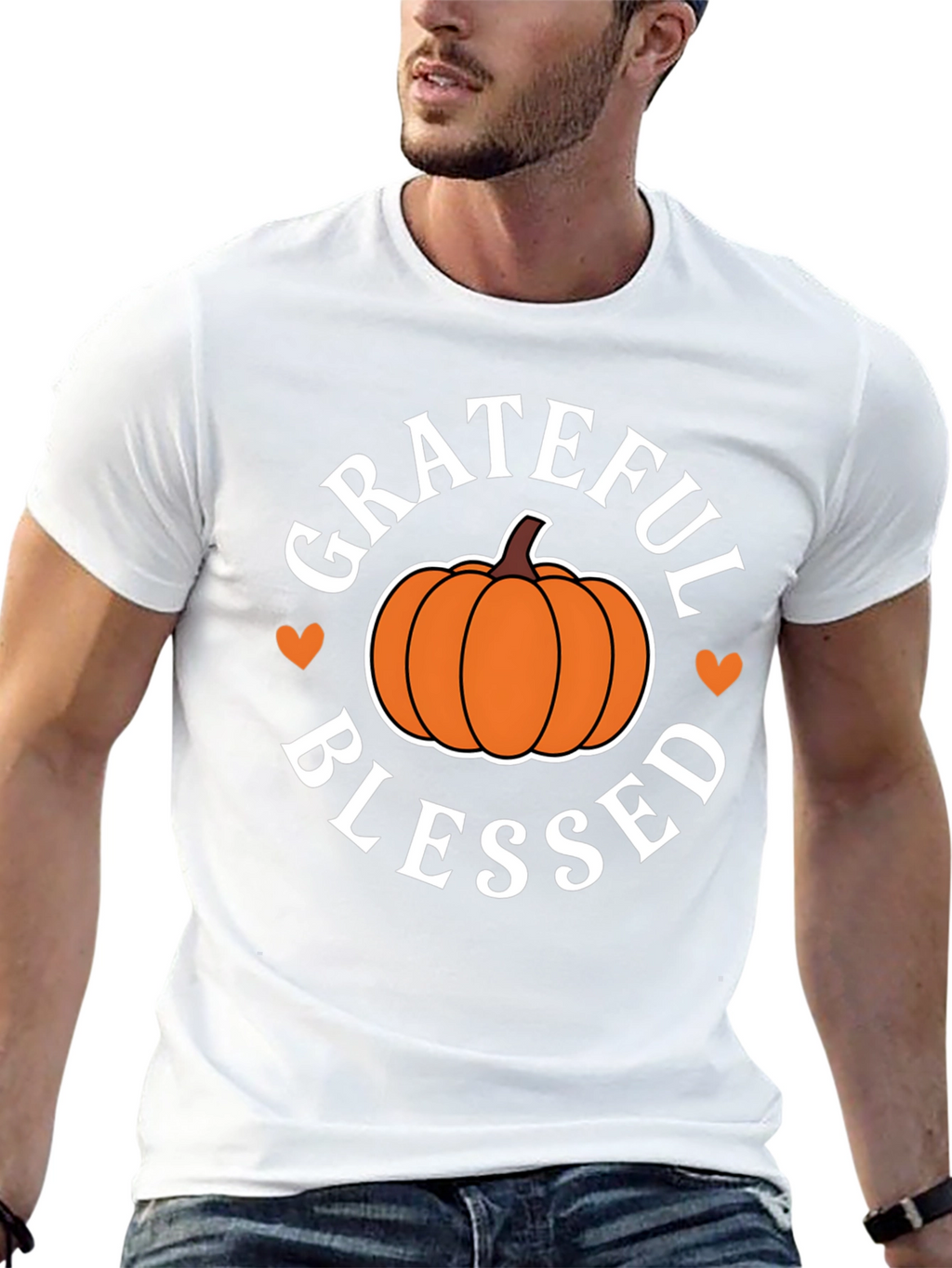 Grateful Blessed Pumpkin T-Shirt - Fall Festive Tee