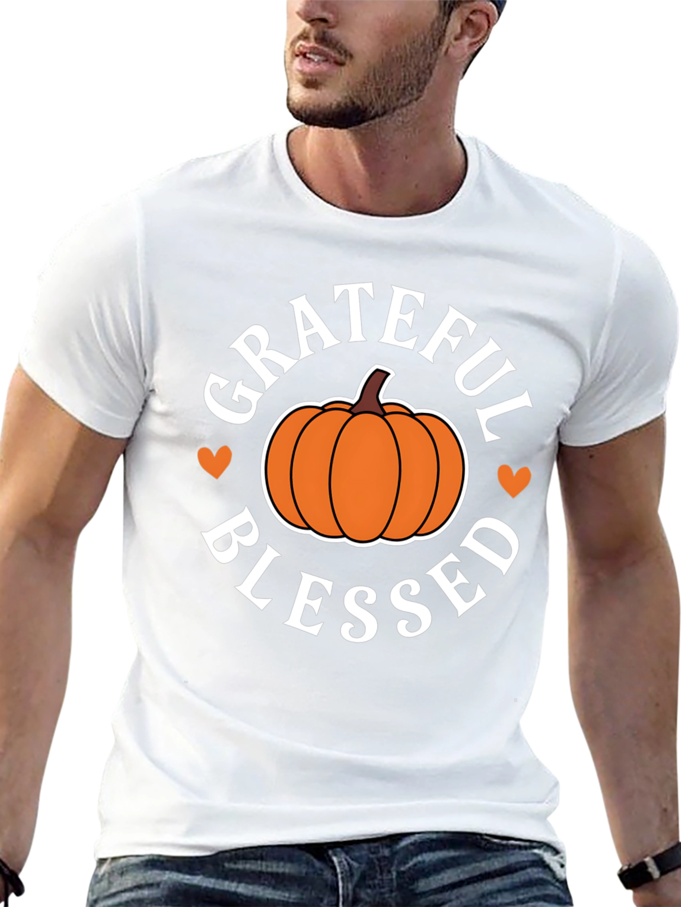 Grateful Blessed Pumpkin T-Shirt - Fall Festive Tee