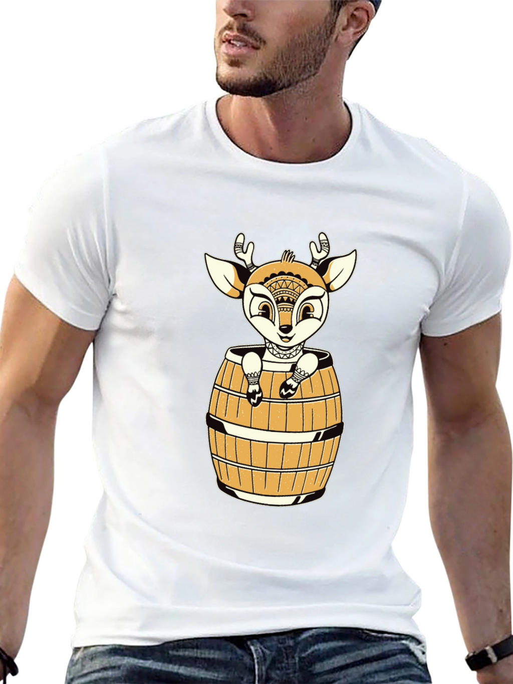 Deer in Barrel Graphic Tee - Black