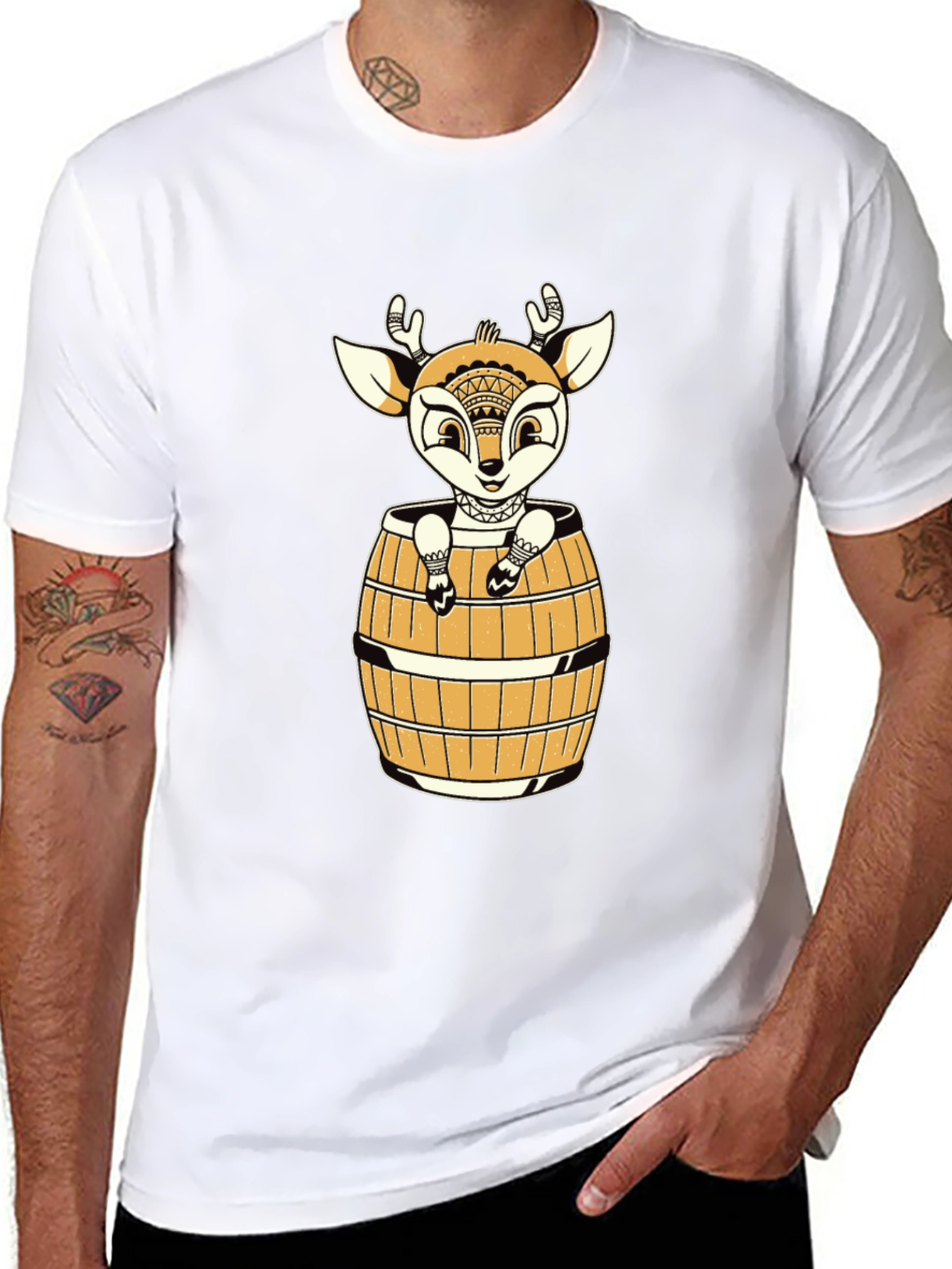 Deer in Barrel Graphic Tee - Black