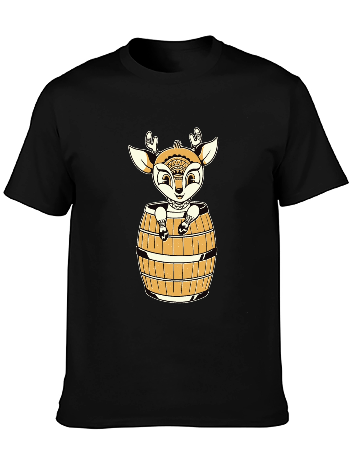 Deer in Barrel Graphic Tee - Black