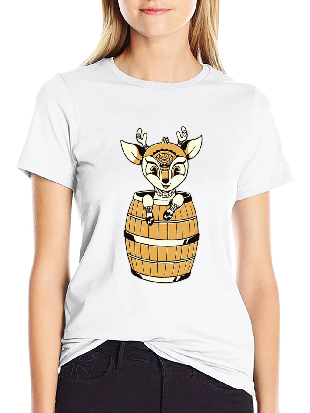Deer in Barrel Graphic Tee - Black