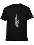 Peace Sign Graphic Tee - Black Cotton Comfort