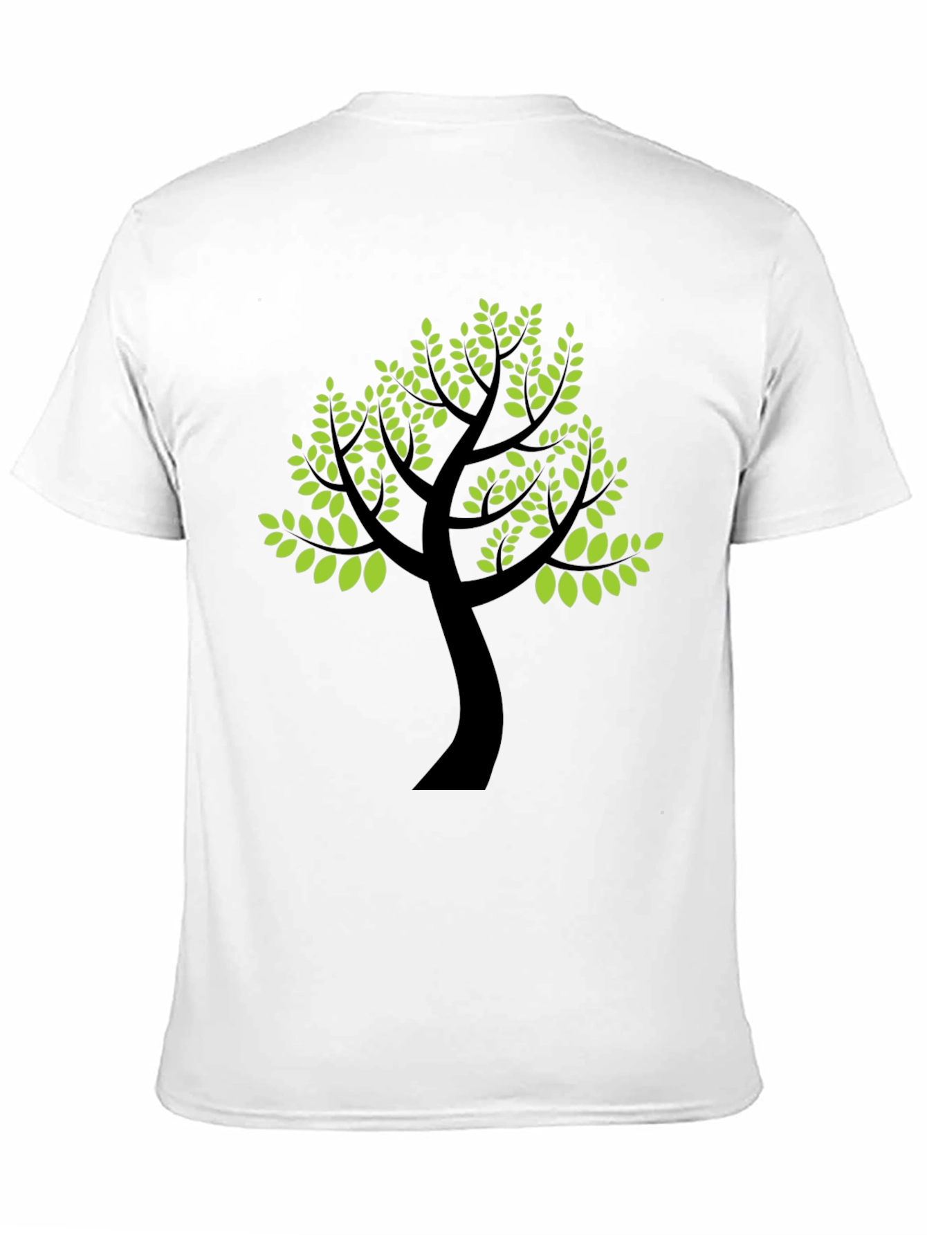 Black T-Shirt with Green Tree Print