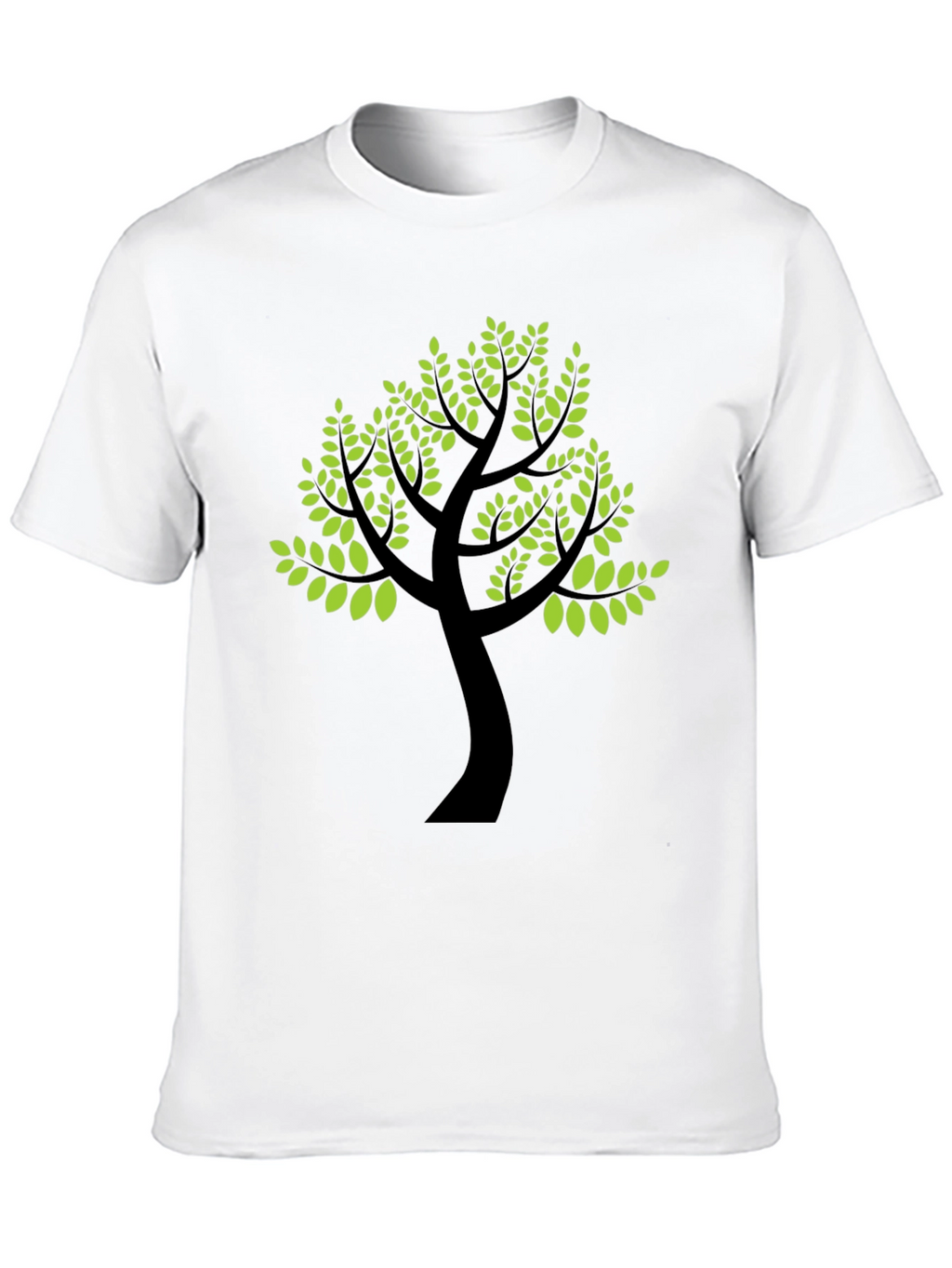 Black T-Shirt with Green Tree Print