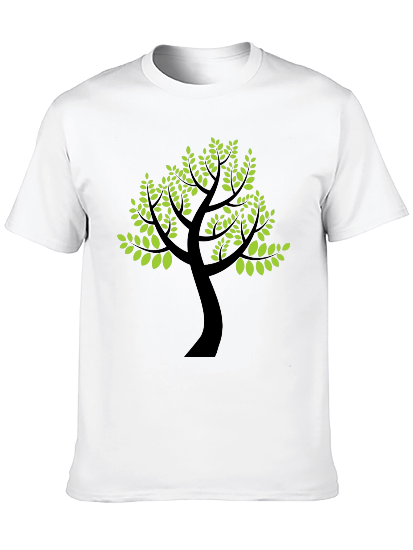 Black T-Shirt with Green Tree Print