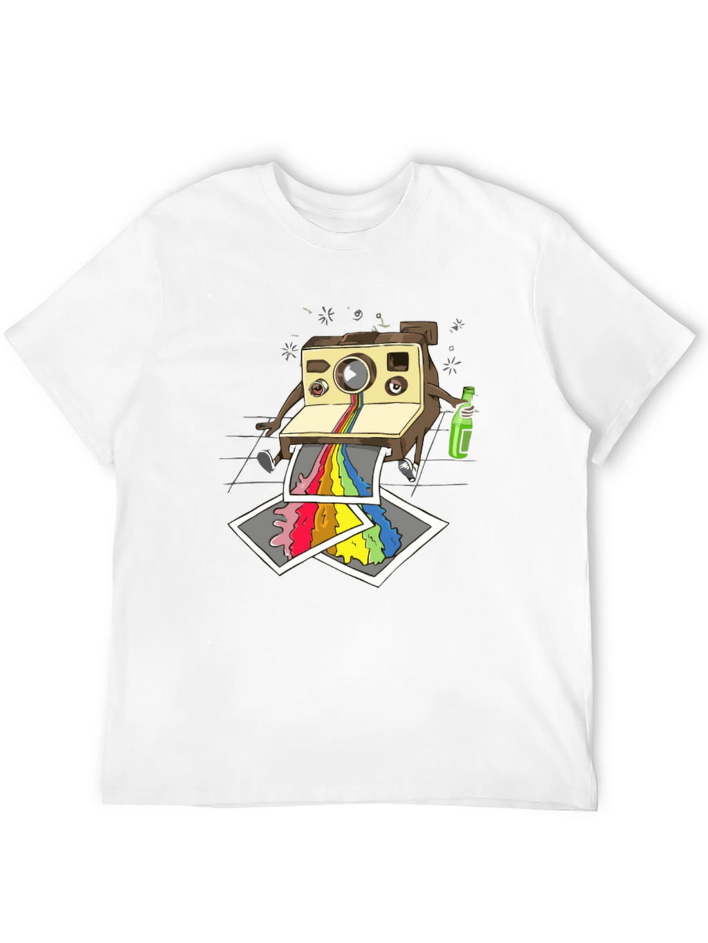 Funky Retro Camera Print Black T-Shirt