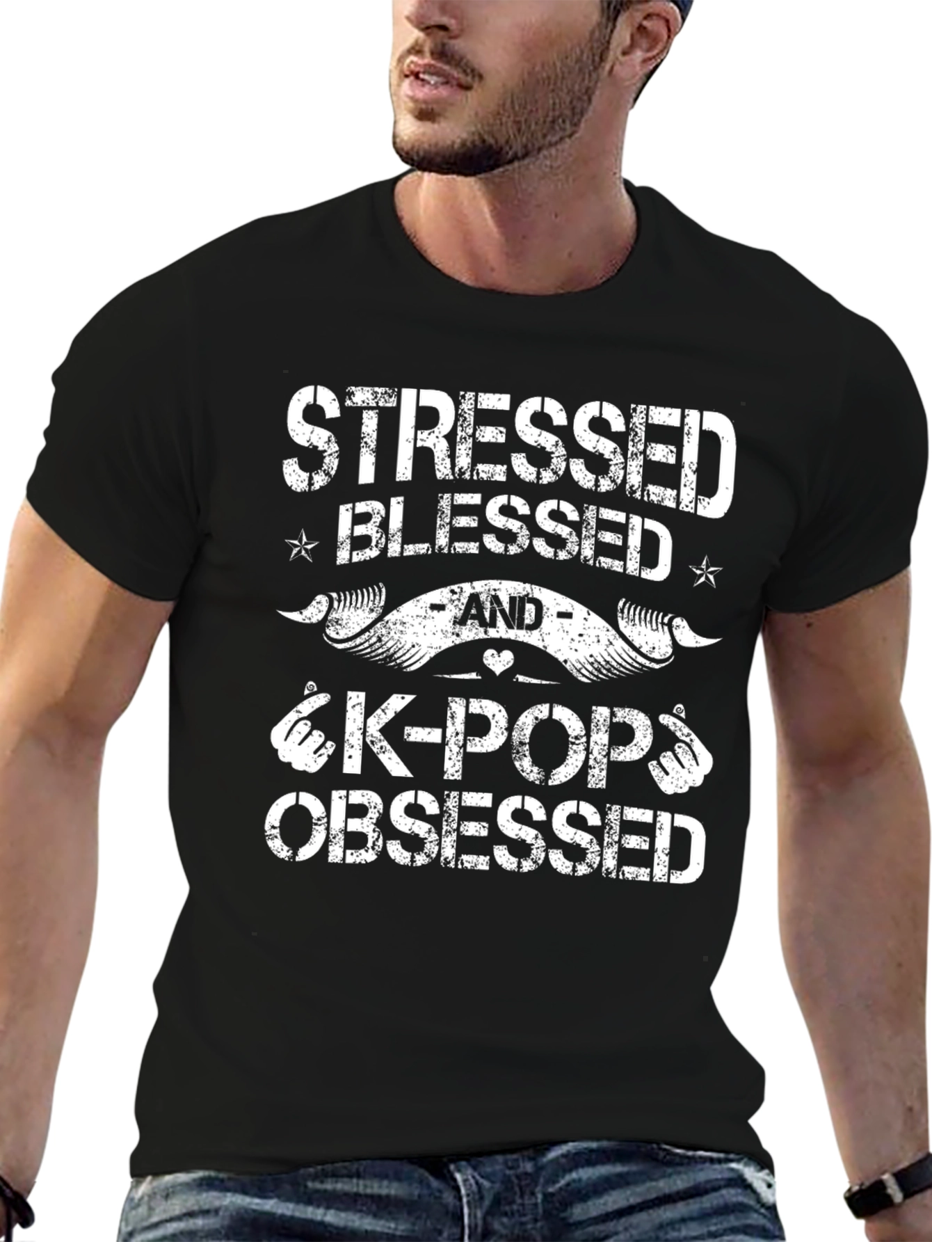 Stressed Blessed K-Pop Obsessed Graphic T-Shirt