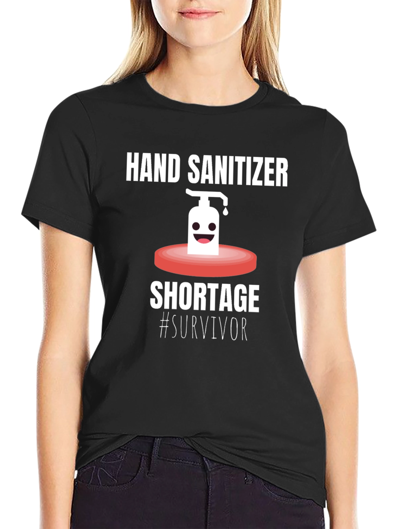 Hand Sanitizer Shortage Survivor T-Shirt - Black Crew Neck