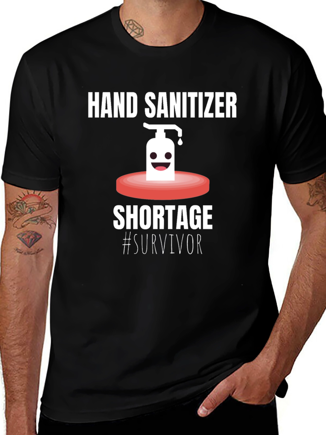Hand Sanitizer Shortage Survivor T-Shirt - Black Crew Neck