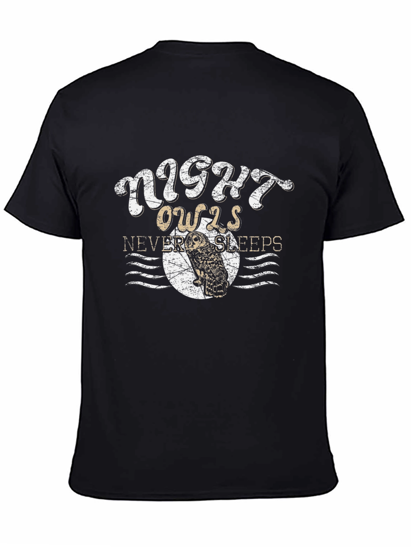 Night Owls Never Sleep Black Graphic Tee