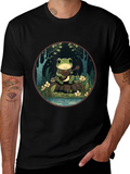 Frog Musician Graphic Tee - Black Cotton T-Shirt