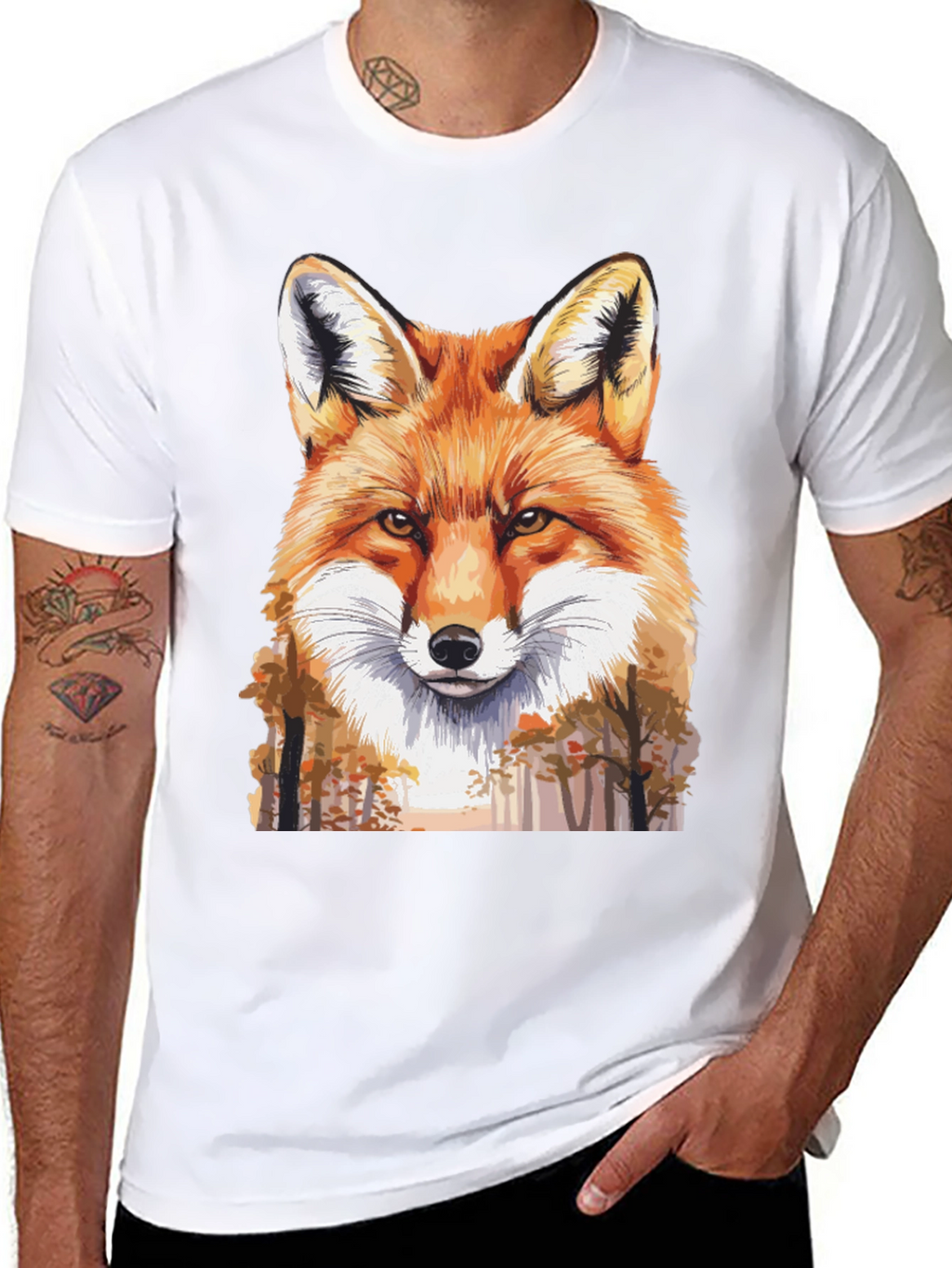 Fox Graphic Print Black T-Shirt
