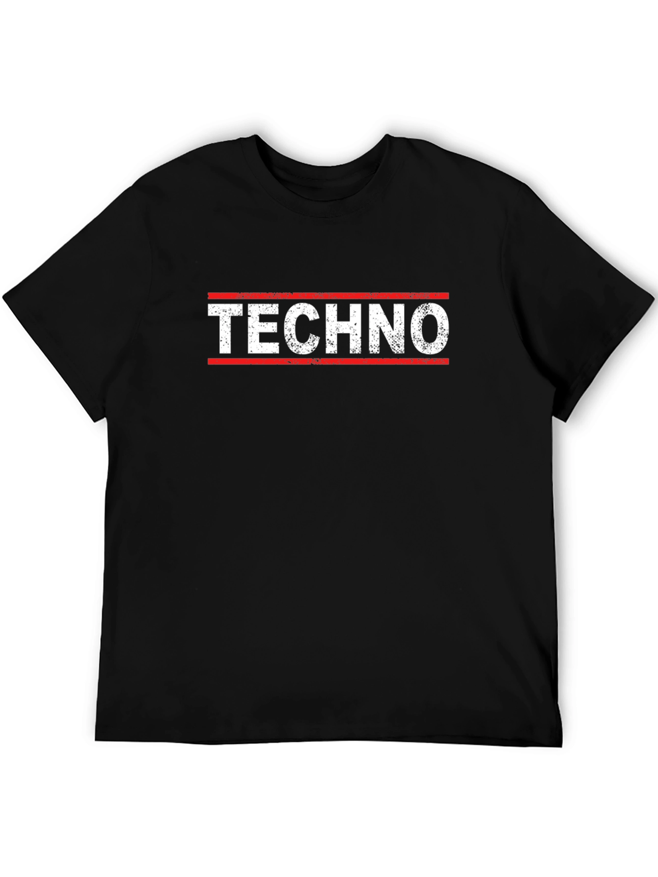 Techno T-Shirt - Red & White Design on Black