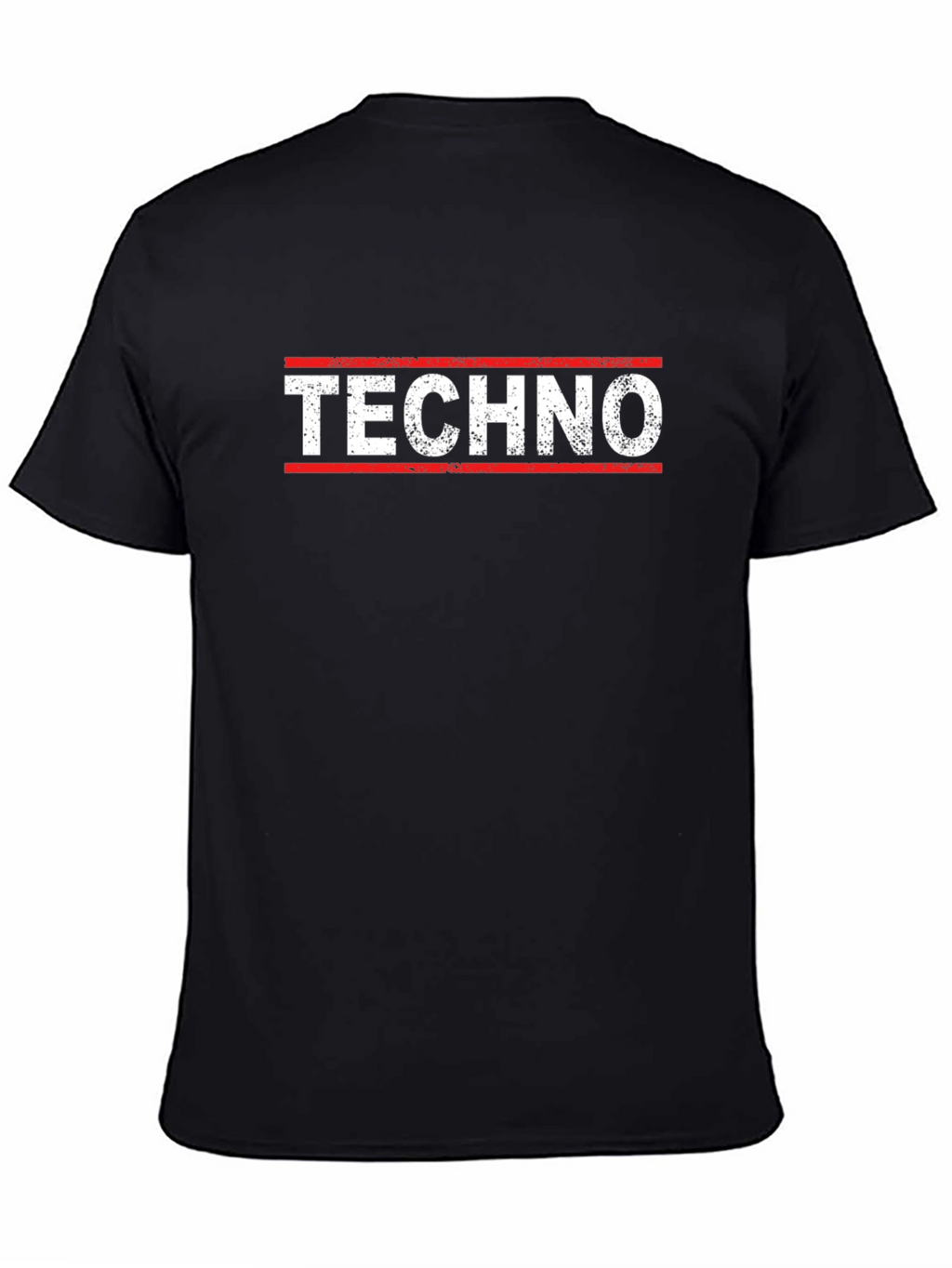 Techno T-Shirt - Red & White Design on Black