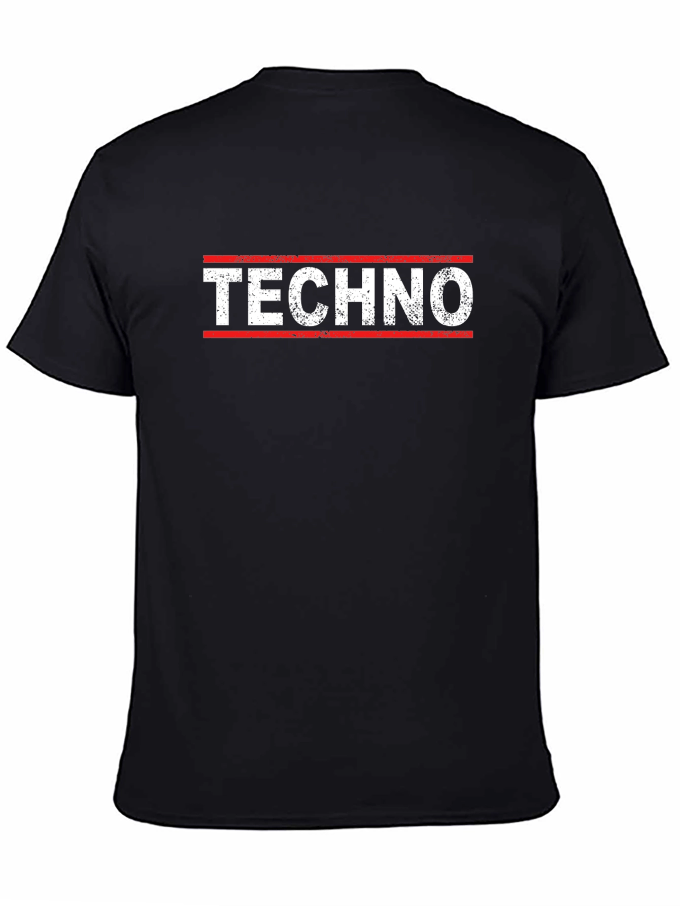 Techno T-Shirt - Red & White Design on Black