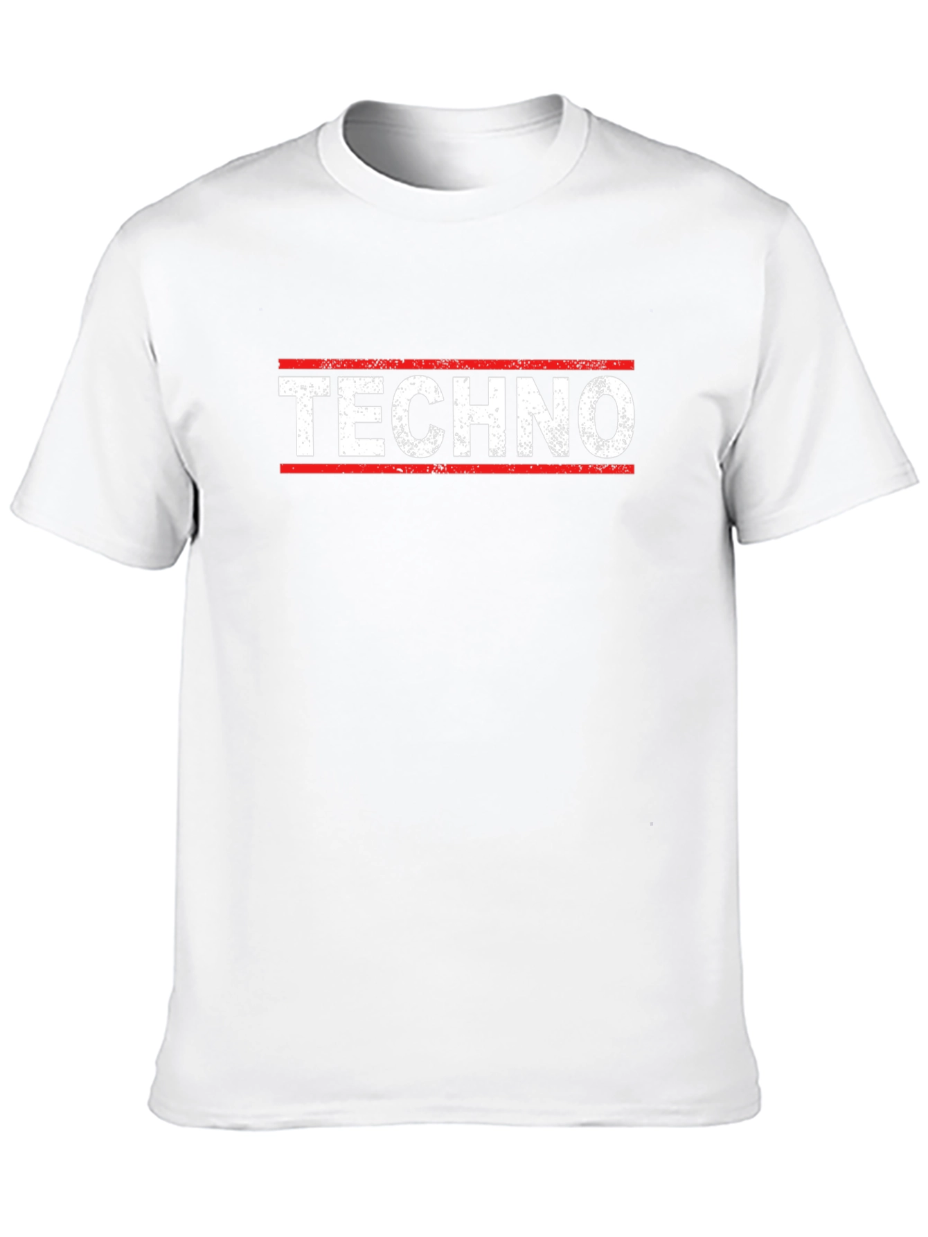 Techno T-Shirt - Red & White Design on Black