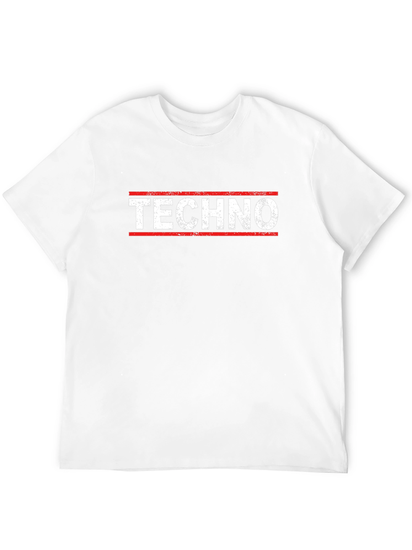 Techno T-Shirt - Red & White Design on Black