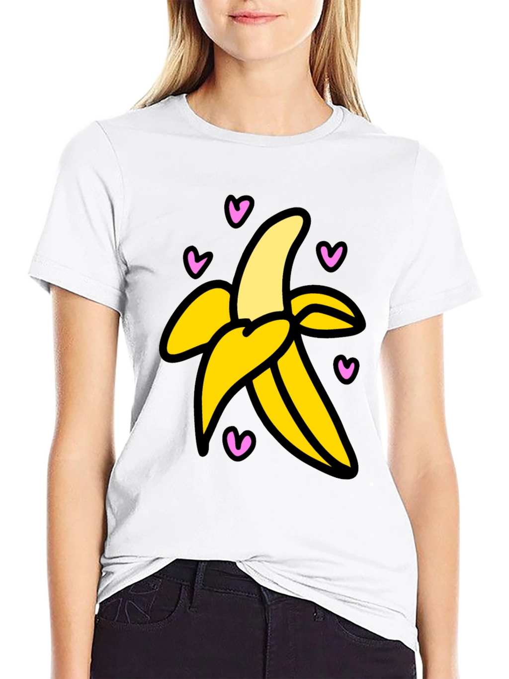 Banana Love Graphic Tee - Black Cotton T-Shirt