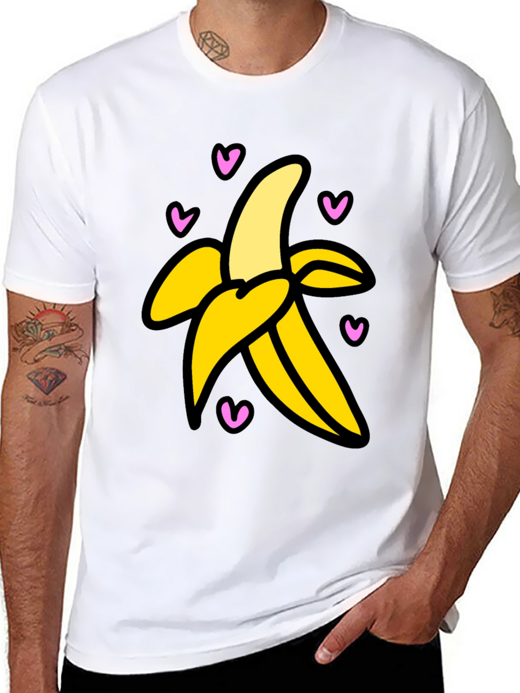 Banana Love Graphic Tee - Black Cotton T-Shirt