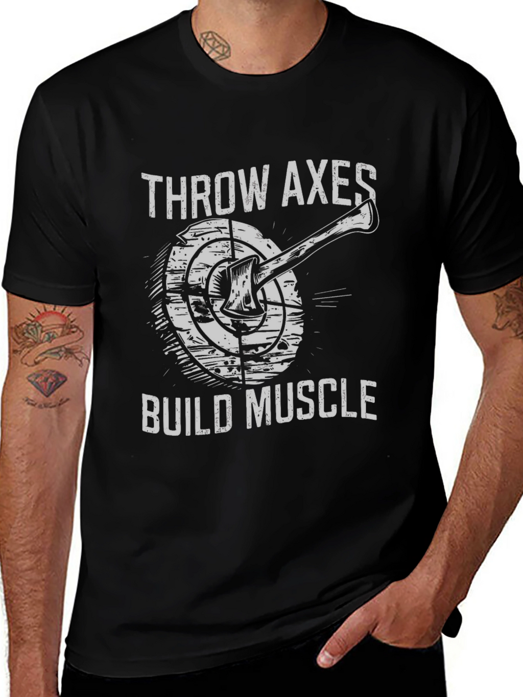 Throw Axes Build Muscle Graphic Tee