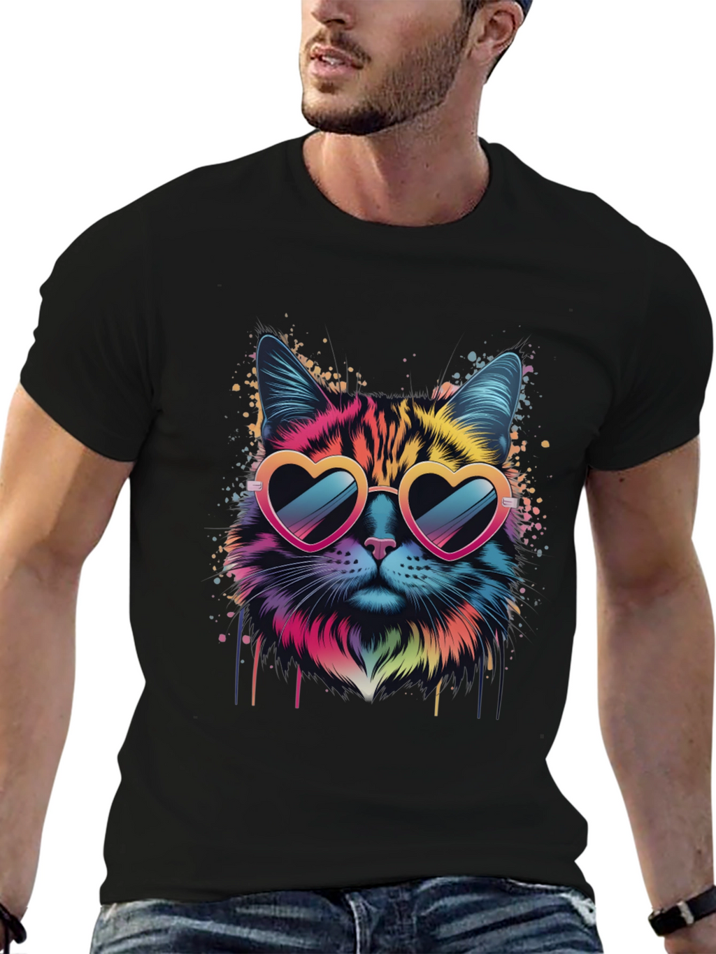 Cool Cat Graphic Tee - Heart Sunglasses