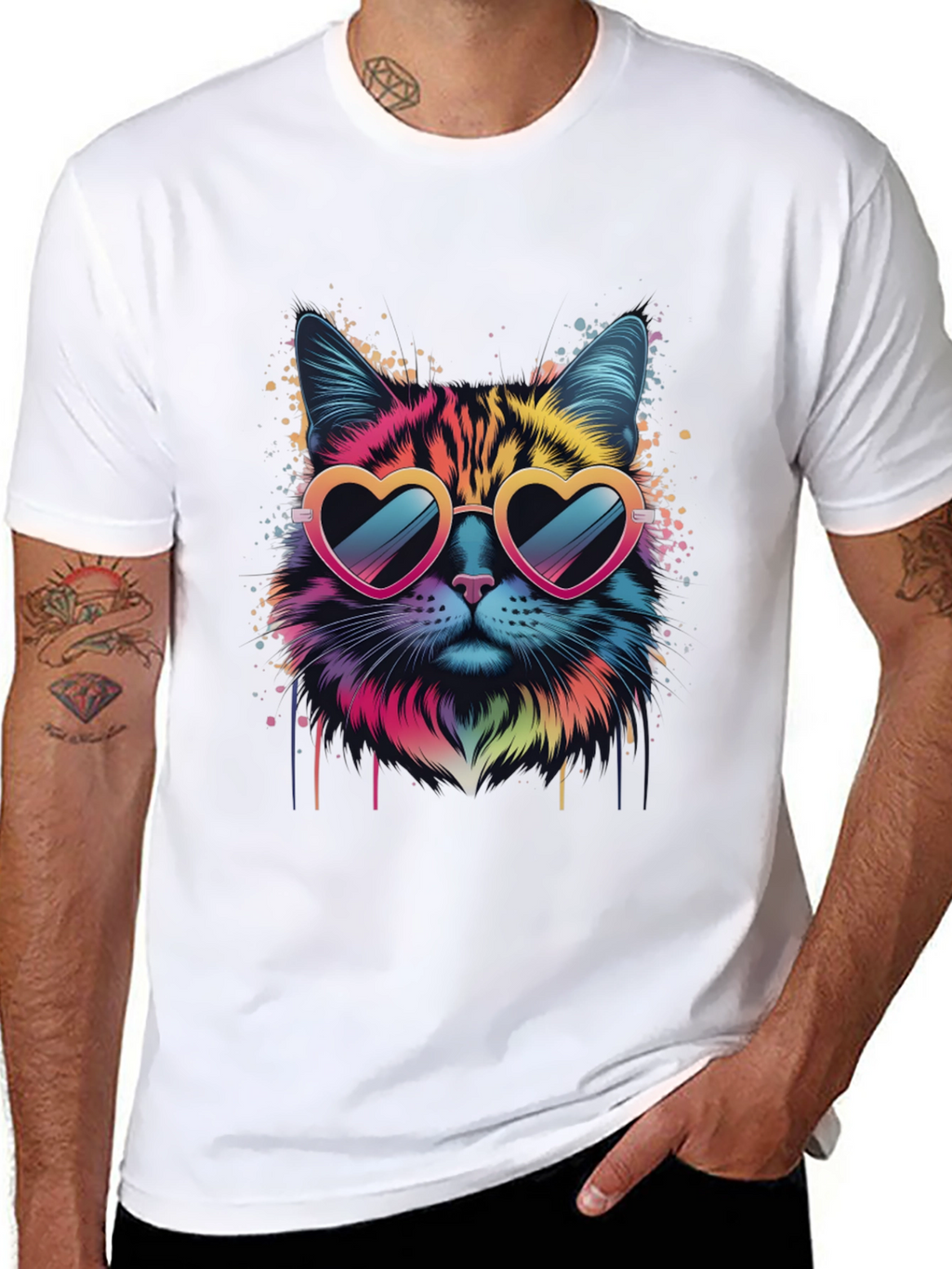 Cool Cat Graphic Tee - Heart Sunglasses