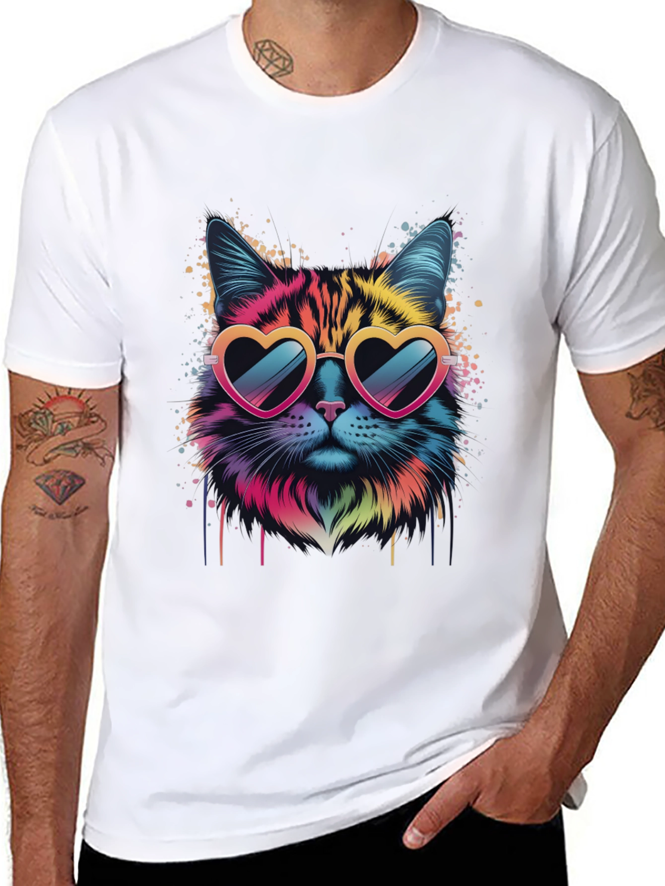 Cool Cat Graphic Tee - Heart Sunglasses
