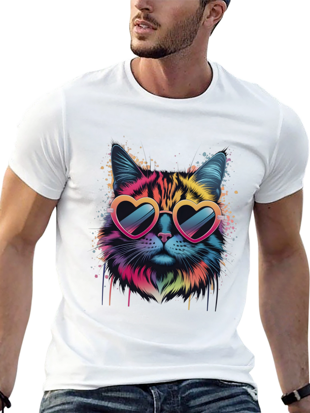 Cool Cat Graphic Tee - Heart Sunglasses