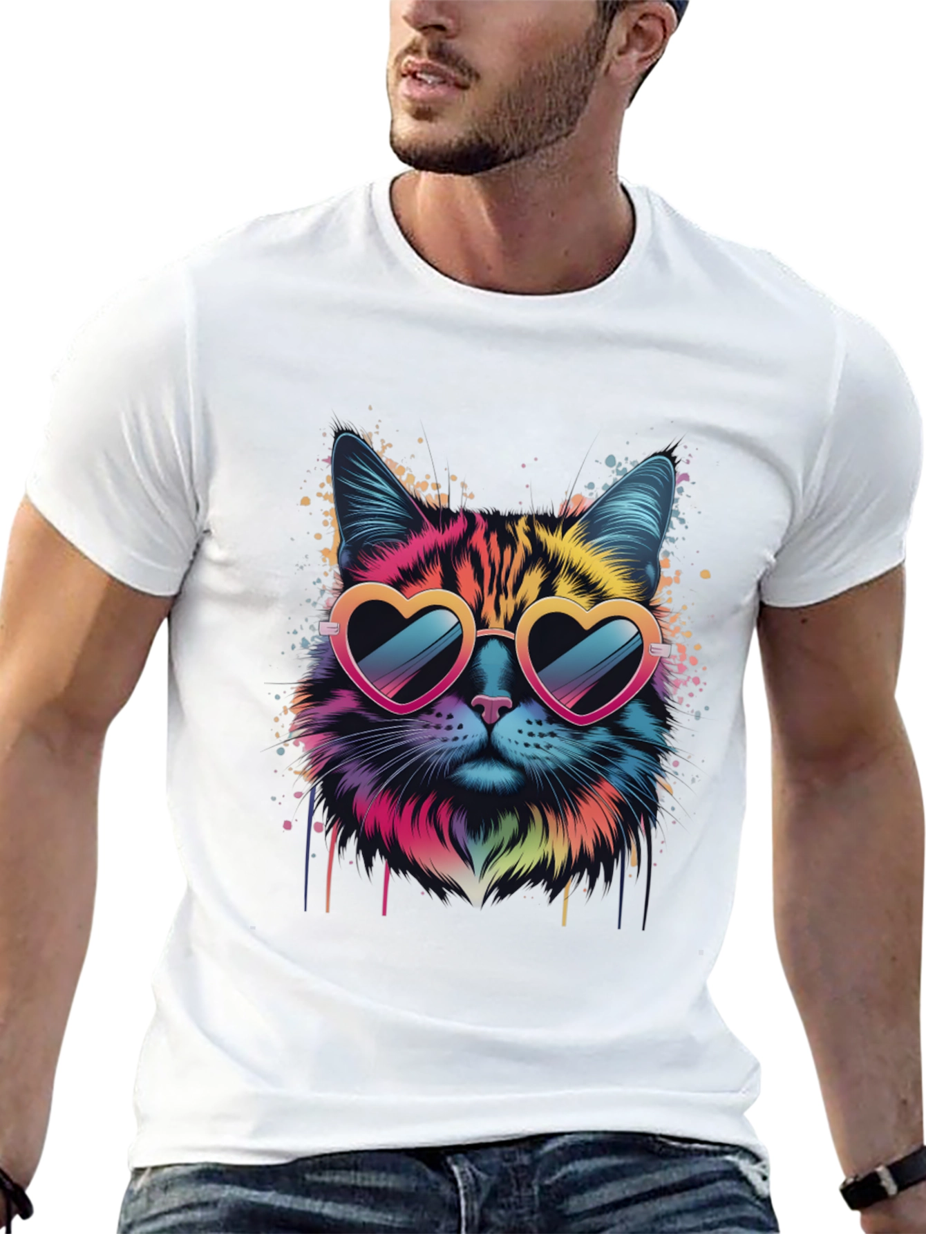 Cool Cat Graphic Tee - Heart Sunglasses