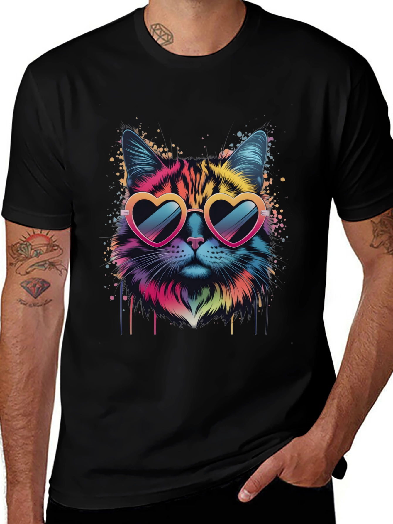 Cool Cat Graphic Tee - Heart Sunglasses