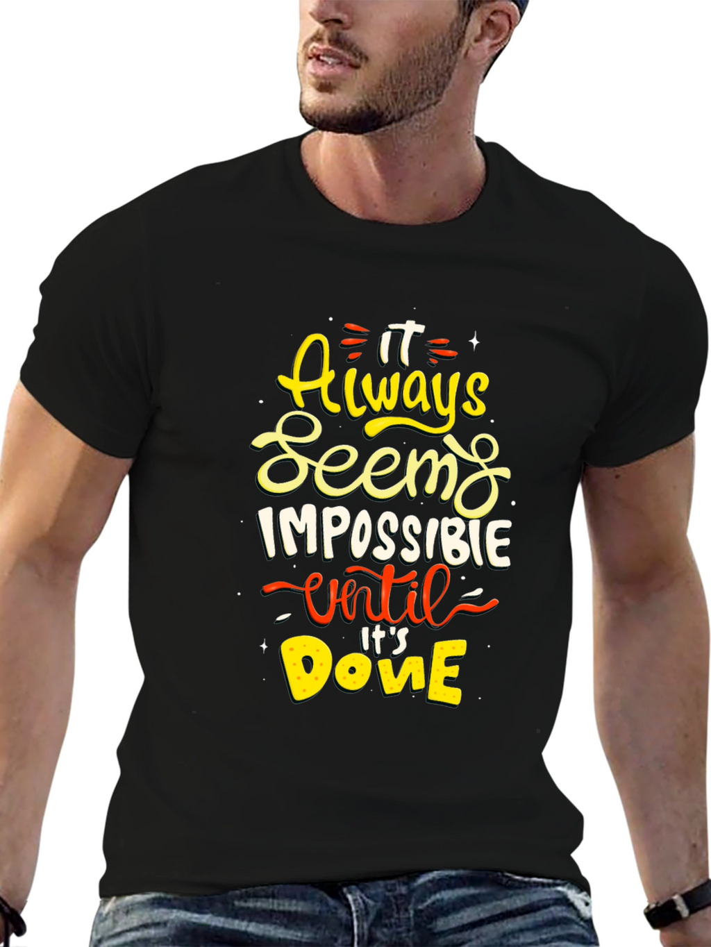 Motivational Impossible Graphic Tee - Black T-Shirt