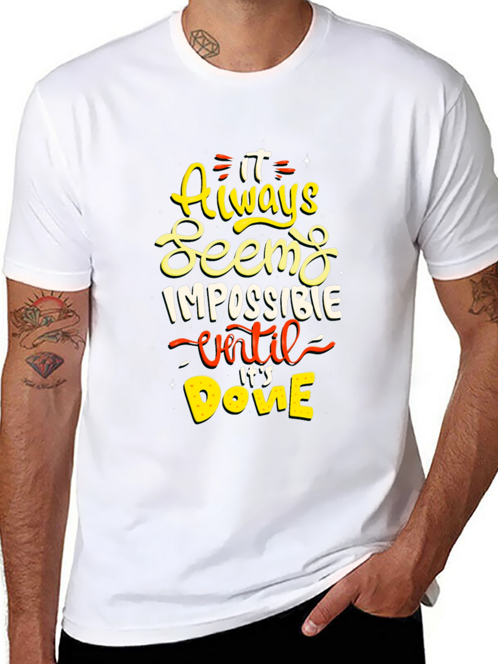 Motivational Impossible Graphic Tee - Black T-Shirt