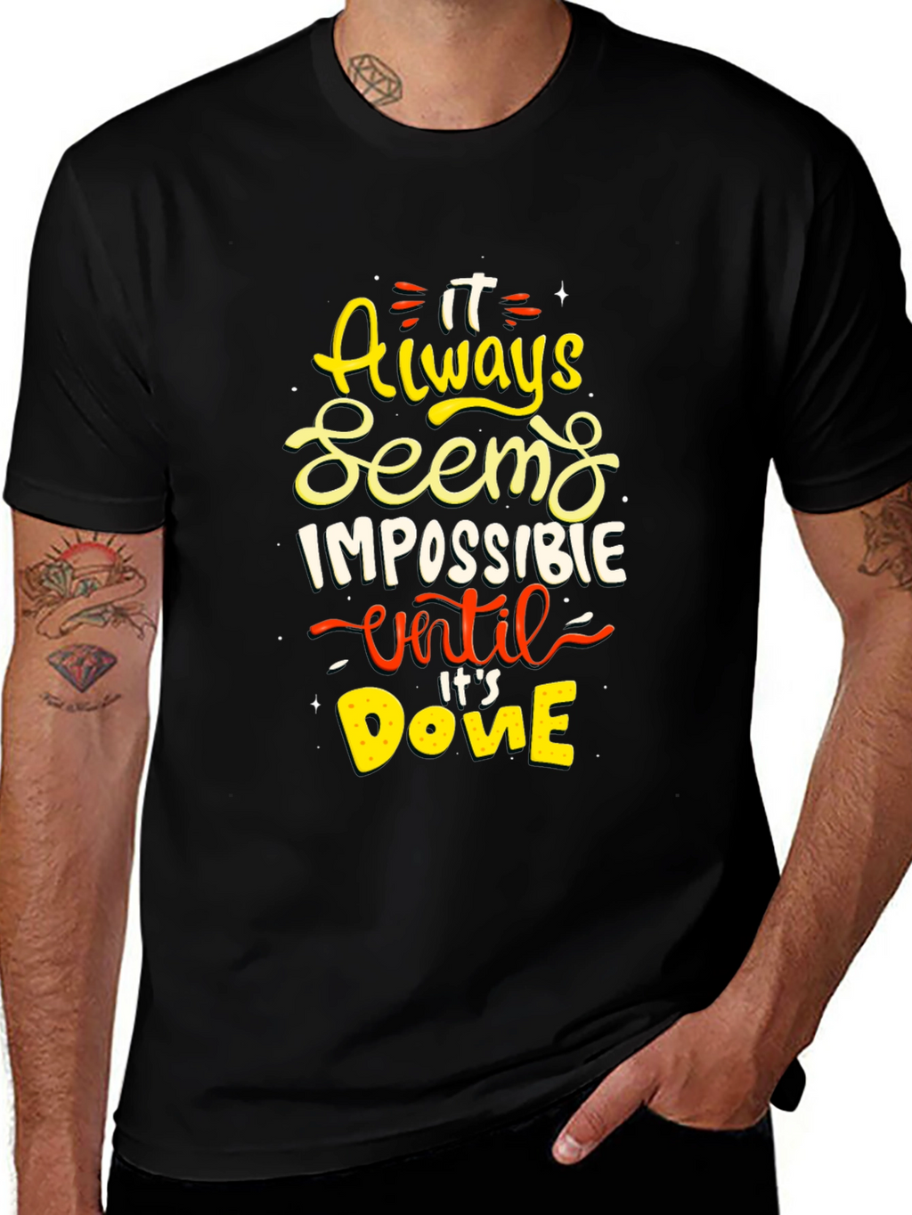 Motivational Impossible Graphic Tee - Black T-Shirt
