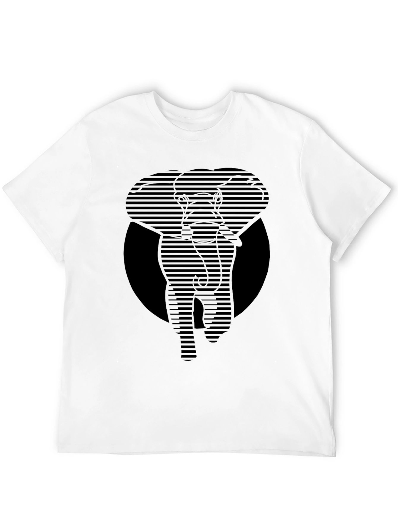 Striped Elephant Graphic Tee - Modern Animal Print Shirt