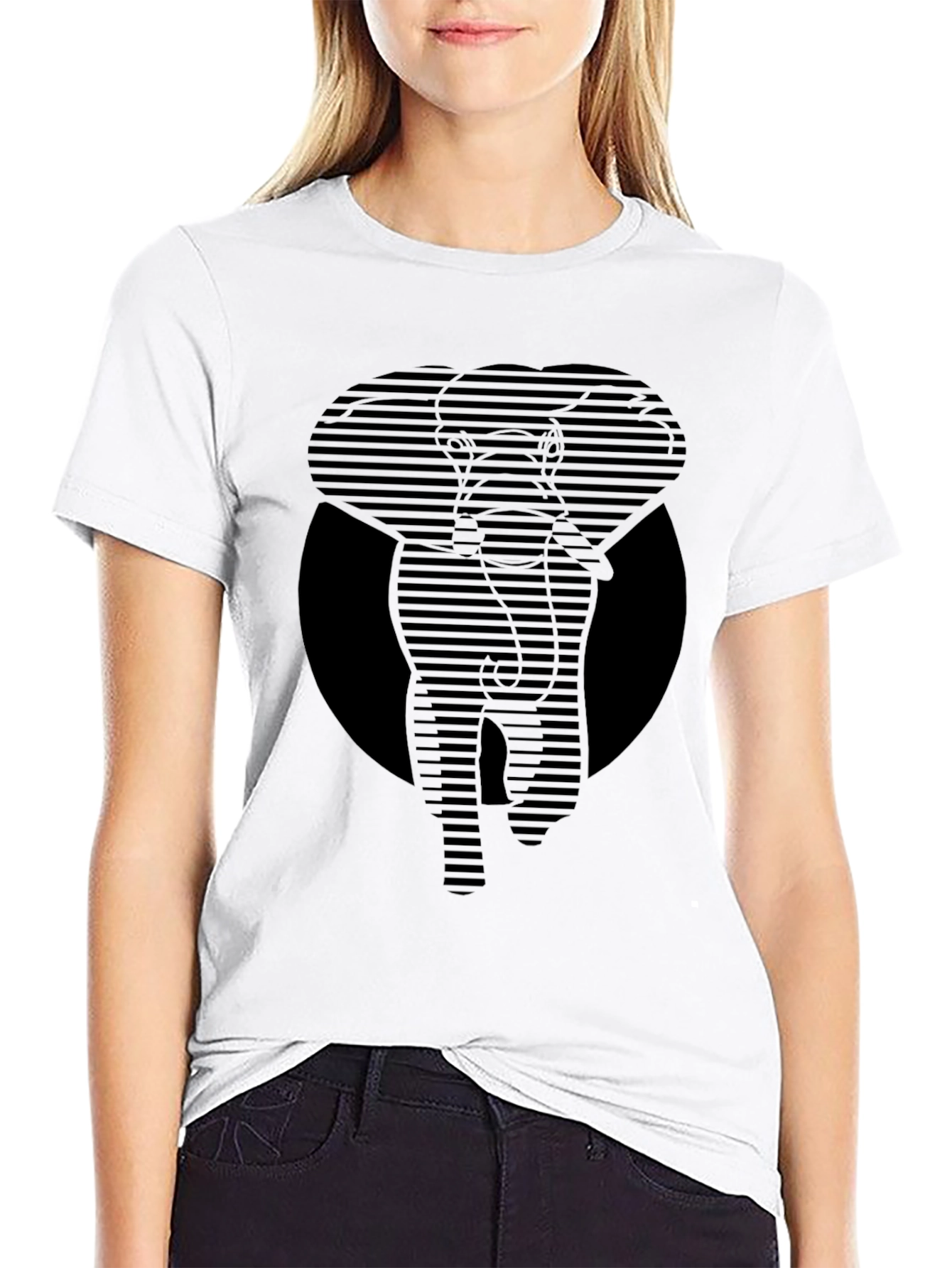 Striped Elephant Graphic Tee - Modern Animal Print Shirt