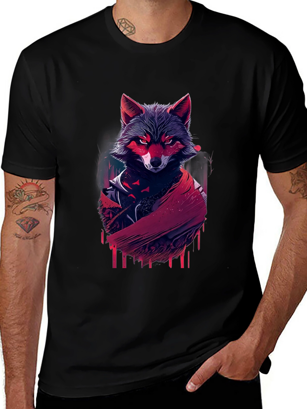 Urban Wolf Graphic Tee - Black Stylish T-Shirt