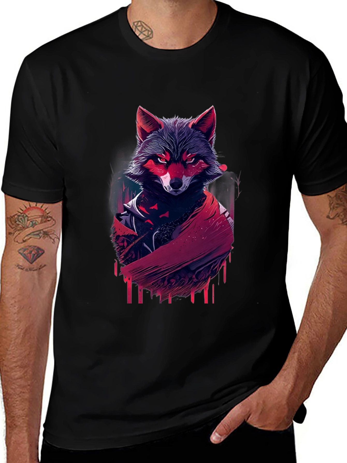 Urban Wolf Graphic Tee - Black Stylish T-Shirt