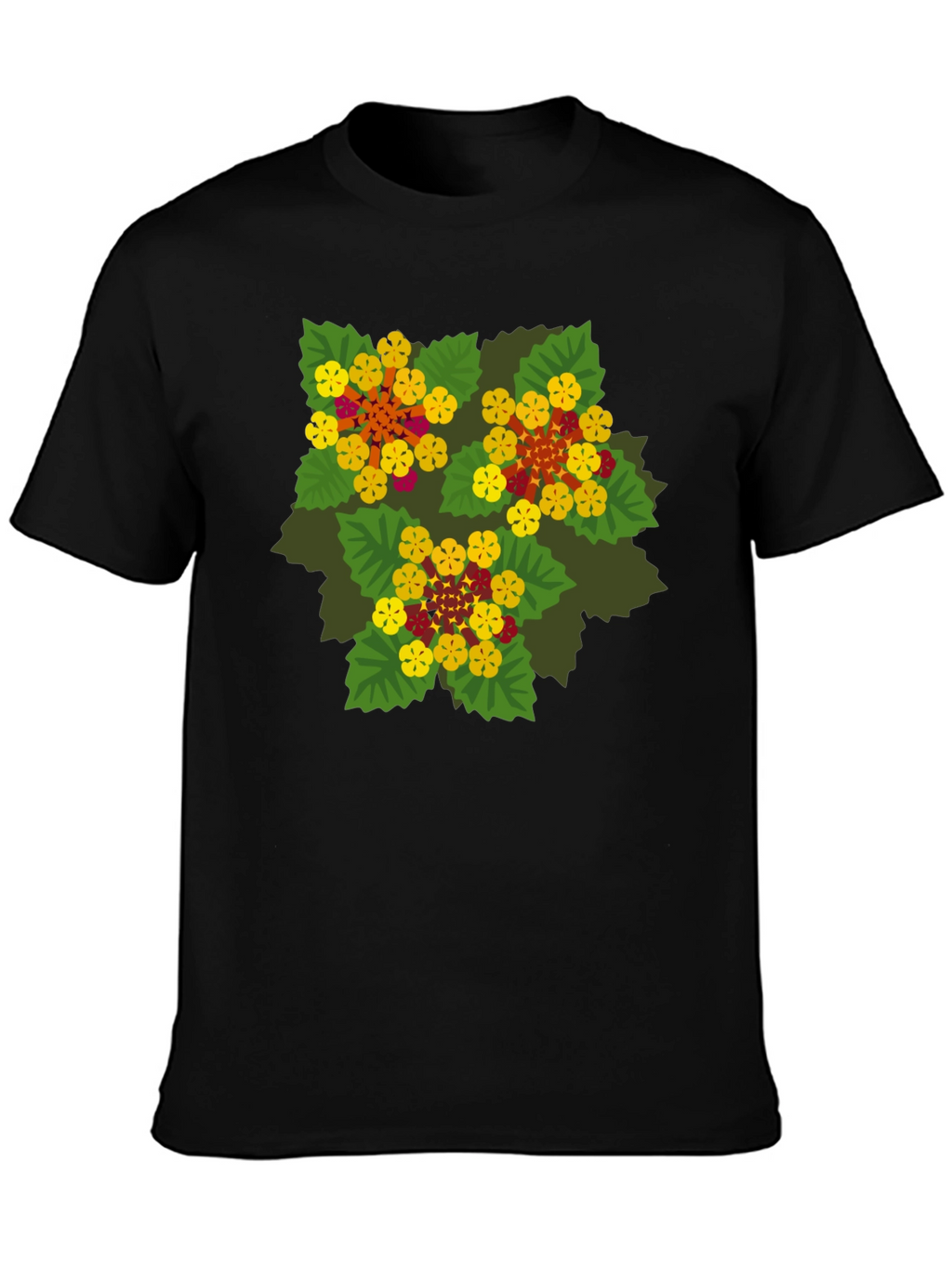 Floral Graphic Print Black T-Shirt