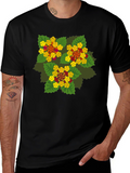 Floral Graphic Print Black T-Shirt